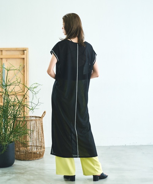 VACANCY(ヴァカンシー)の「フレンチスリーブステッチシアーワンピース(ワンピース・レディース・ブラック/ベージュ/ホワイト系その他・FREE)」の15枚目の写真