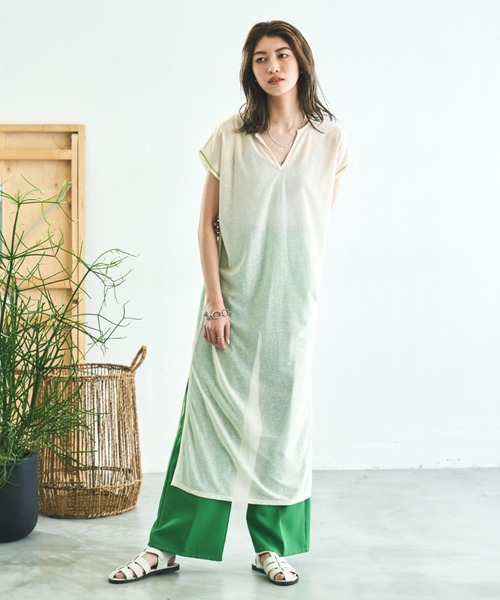 VACANCY(ヴァカンシー)の「フレンチスリーブステッチシアーワンピース(ワンピース・レディース・ブラック/ベージュ/ホワイト系その他・FREE)」の8枚目の写真