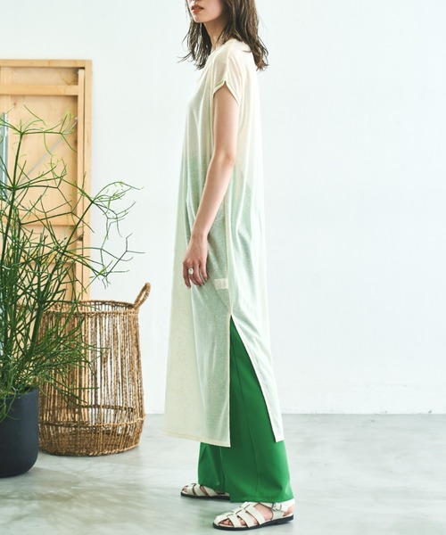 VACANCY(ヴァカンシー)の「フレンチスリーブステッチシアーワンピース(ワンピース・レディース・ブラック/ベージュ/ホワイト系その他・FREE)」の5枚目の写真