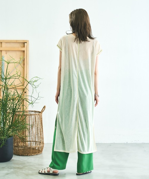 VACANCY(ヴァカンシー)の「フレンチスリーブステッチシアーワンピース(ワンピース・レディース・ブラック/ベージュ/ホワイト系その他・FREE)」の6枚目の写真