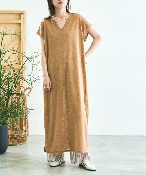 VACANCY(ヴァカンシー)の「フレンチスリーブステッチシアーワンピース(ワンピース・レディース・ブラック/ベージュ/ホワイト系その他・FREE)」の18枚目の写真