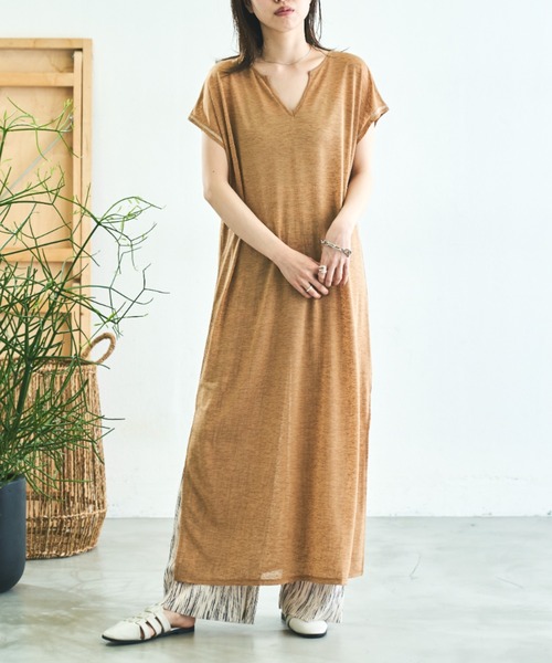 VACANCY(ヴァカンシー)の「フレンチスリーブステッチシアーワンピース(ワンピース・レディース・ブラック/ベージュ/ホワイト系その他・FREE)」の17枚目の写真