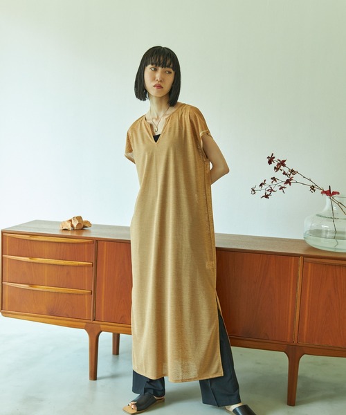 VACANCY(ヴァカンシー)の「フレンチスリーブステッチシアーワンピース(ワンピース・レディース・ブラック/ベージュ/ホワイト系その他・FREE)」の21枚目の写真