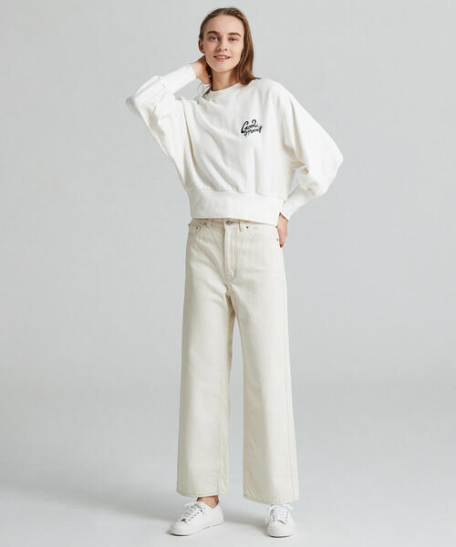 MACPHEE（マカフィー）の「コットン クルーネックプルオーバー（スウェット・レディース・ホワイト/ネイビー・S）」の3枚目の写真