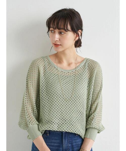 earth music&ecology（アースミュージックアンドエコロジー）の「SET2点 透かし編みニットプルオーバー+インナー ＊（ニット/セーター・レディース・アイボリー/ラベンダー/ミント・FREE）」の5枚目の写真