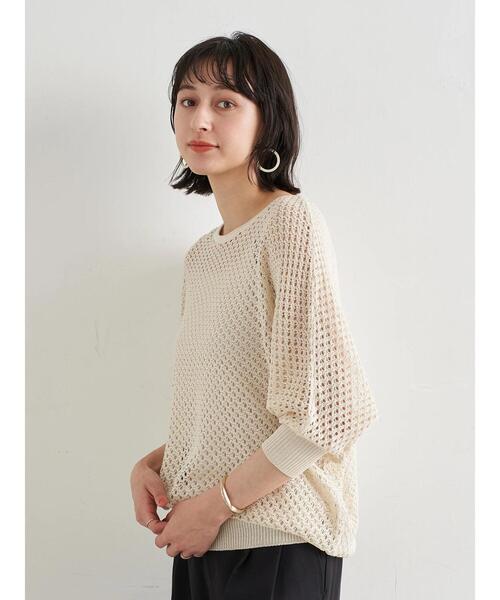 earth music&ecology（アースミュージックアンドエコロジー）の「SET2点 透かし編みニットプルオーバー+インナー ＊（ニット/セーター・レディース・アイボリー/ラベンダー/ミント・FREE）」の8枚目の写真