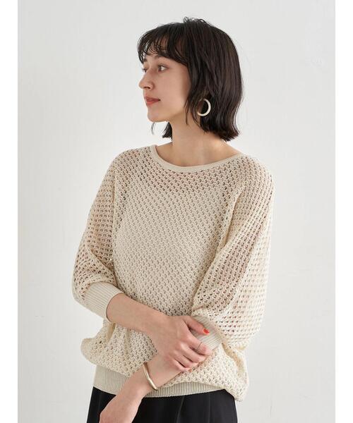 earth music&ecology（アースミュージックアンドエコロジー）の「SET2点 透かし編みニットプルオーバー+インナー ＊（ニット/セーター・レディース・アイボリー/ラベンダー/ミント・FREE）」の9枚目の写真