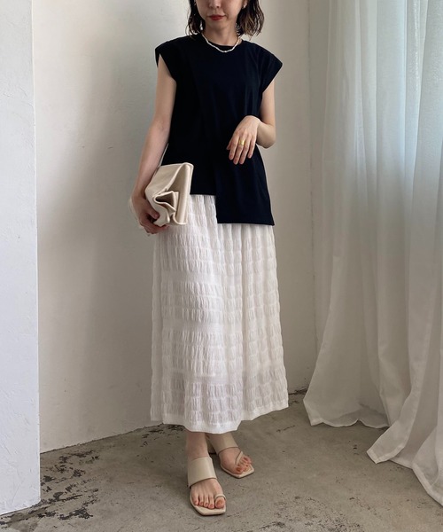 CAPRICIEUX LE'MAGE（カプリシューレマージュ）の「〈新色追加 /モカ〉段違いレイヤードTシャツ（Tシャツ/カットソー・レディース・ホワイト/チャコールグレー/ブラック/モカ・FREE）」の12枚目の写真