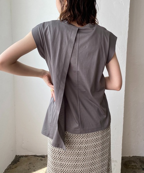 CAPRICIEUX LE'MAGE（カプリシューレマージュ）の「〈新色追加 /モカ〉段違いレイヤードTシャツ（Tシャツ/カットソー・レディース・ホワイト/チャコールグレー/ブラック/モカ・FREE）」の14枚目の写真