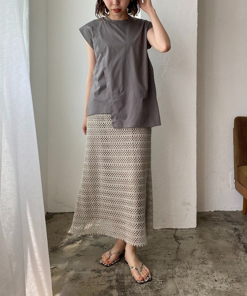 CAPRICIEUX LE'MAGE（カプリシューレマージュ）の「〈新色追加 /モカ〉段違いレイヤードTシャツ（Tシャツ/カットソー・レディース・ホワイト/チャコールグレー/ブラック/モカ・FREE）」の19枚目の写真