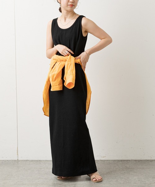 Omekashi（オメカシ）の「テレコノースリーブワンピース（ワンピース・レディース・チャコールグレー/ブラック・38/36）」の2枚目の写真