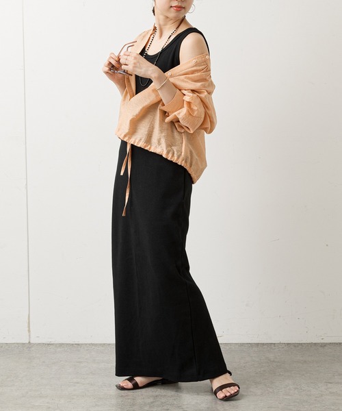 Omekashi（オメカシ）の「テレコノースリーブワンピース（ワンピース・レディース・チャコールグレー/ブラック・38/36）」の15枚目の写真