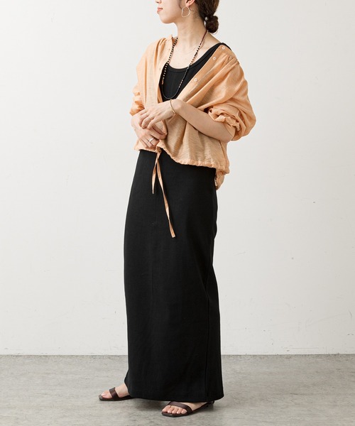 Omekashi（オメカシ）の「テレコノースリーブワンピース（ワンピース・レディース・チャコールグレー/ブラック・38/36）」の11枚目の写真