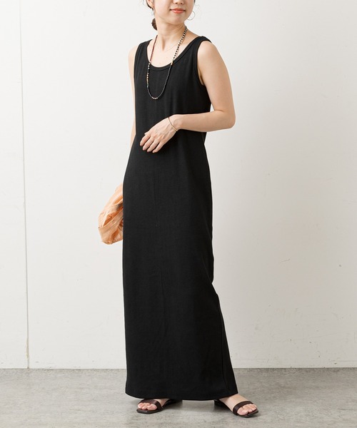 Omekashi（オメカシ）の「テレコノースリーブワンピース（ワンピース・レディース・チャコールグレー/ブラック・38/36）」の3枚目の写真