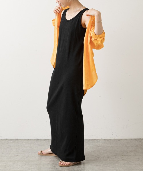 Omekashi（オメカシ）の「テレコノースリーブワンピース（ワンピース・レディース・チャコールグレー/ブラック・38/36）」の4枚目の写真