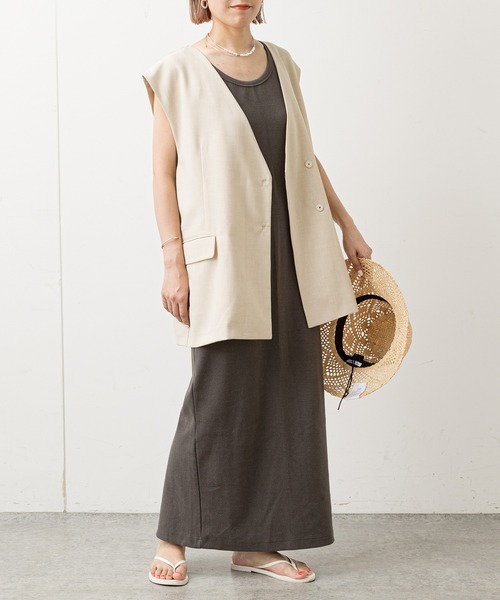 Omekashi（オメカシ）の「テレコノースリーブワンピース（ワンピース・レディース・チャコールグレー/ブラック・38/36）」の21枚目の写真