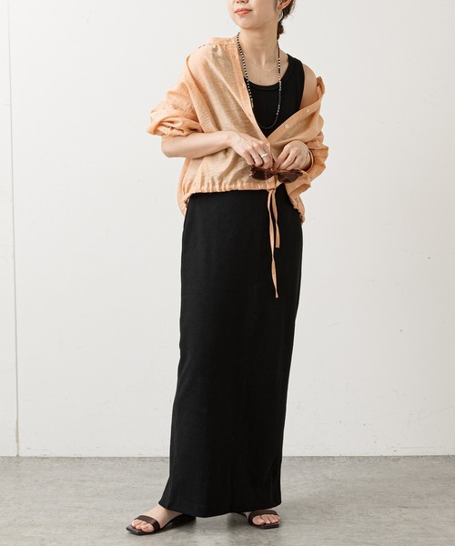 Omekashi（オメカシ）の「テレコノースリーブワンピース（ワンピース・レディース・チャコールグレー/ブラック・38/36）」の7枚目の写真