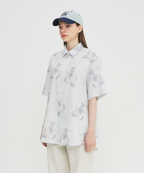 A PIECE OF CAKE（ピースオブケイク）の「『A PIECE OF CAKE/ピースオブケイク』Cloud Bear Half Shirts/総柄クマ 半袖シャツ（シャツ/ブラウス・レディース・ライトパープル/ライトブルー/ライトグリーン・M）」の12枚目の写真