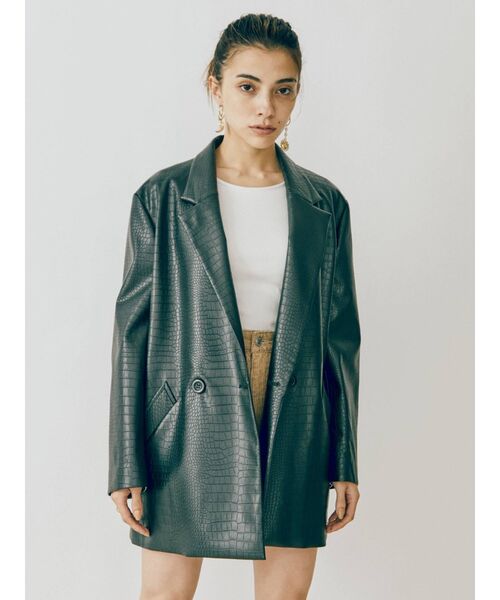 EVRIS（エヴリス）の「レザーライクルーズジャケット（テーラードジャケット・レディース・ブラック/ベージュ・FREE）」の19枚目の写真