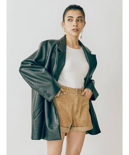 EVRIS（エヴリス）の「レザーライクルーズジャケット（テーラードジャケット・レディース・ブラック/ベージュ・FREE）」の20枚目の写真