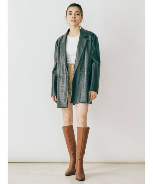 EVRIS（エヴリス）の「レザーライクルーズジャケット（テーラードジャケット・レディース・ブラック/ベージュ・FREE）」の21枚目の写真