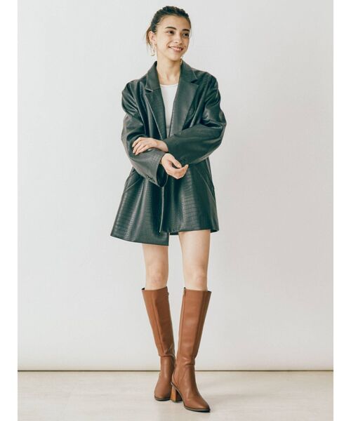 EVRIS（エヴリス）の「レザーライクルーズジャケット（テーラードジャケット・レディース・ブラック/ベージュ・FREE）」の22枚目の写真