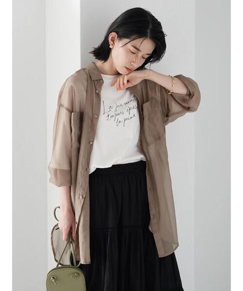 AMERICAN HOLIC（アメリカンホリック）の「シアーゆるシャツチュニック（シャツ/ブラウス・レディース・ライトグレー/ストライプ/モカ/ミント/イエロー/チェック・L/M）」の7枚目の写真