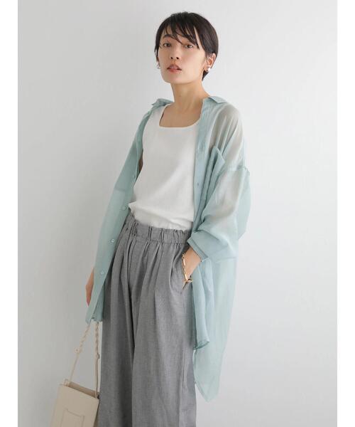 AMERICAN HOLIC（アメリカンホリック）の「シアーゆるシャツチュニック（シャツ/ブラウス・レディース・ライトグレー/ストライプ/モカ/ミント/イエロー/チェック・L/M）」の10枚目の写真