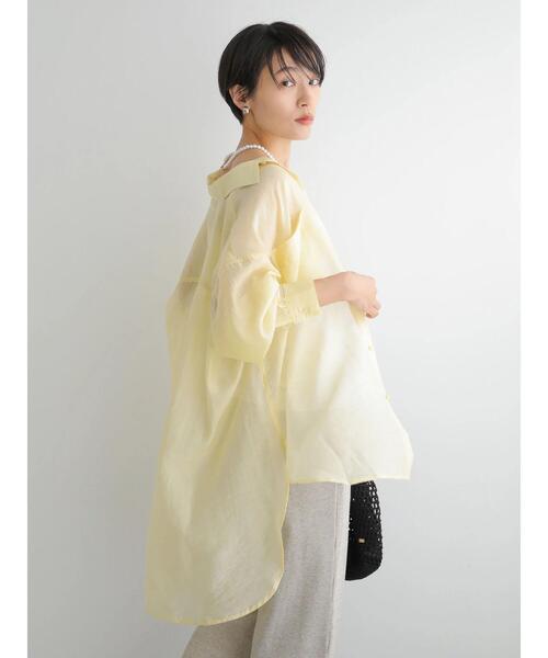 AMERICAN HOLIC（アメリカンホリック）の「シアーゆるシャツチュニック（シャツ/ブラウス・レディース・ライトグレー/ストライプ/モカ/ミント/イエロー/チェック・L/M）」の14枚目の写真