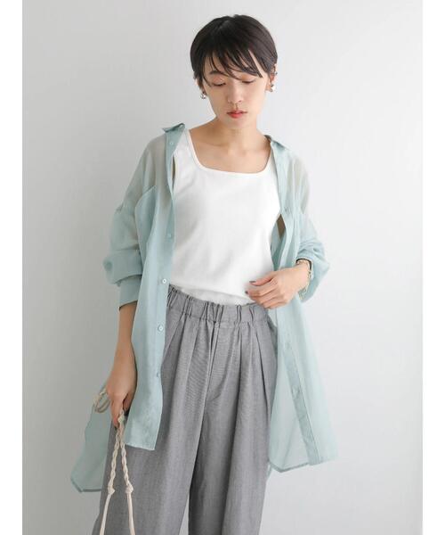 AMERICAN HOLIC（アメリカンホリック）の「シアーゆるシャツチュニック（シャツ/ブラウス・レディース・ライトグレー/ストライプ/モカ/ミント/イエロー/チェック・L/M）」の19枚目の写真