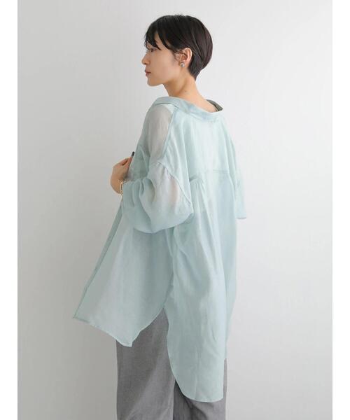 AMERICAN HOLIC（アメリカンホリック）の「シアーゆるシャツチュニック（シャツ/ブラウス・レディース・ライトグレー/ストライプ/モカ/ミント/イエロー/チェック・L/M）」の20枚目の写真