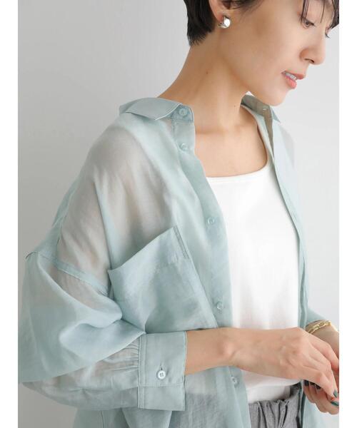 AMERICAN HOLIC（アメリカンホリック）の「シアーゆるシャツチュニック（シャツ/ブラウス・レディース・ライトグレー/ストライプ/モカ/ミント/イエロー/チェック・L/M）」の22枚目の写真