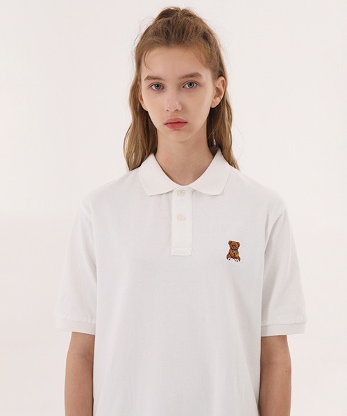 ODD STUDIO(オッドスタジオ)の「【ODD STUDIO】UNION BEAR PK POLO / オッドスタジオ ユニオン ベアー ピケ ポロシャツ(ポロシャツ・レディース・ホワイト/ブラック/グリーン/ライトベージュ・MEDIUM/LARGE)」の5枚目の写真