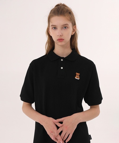 ODD STUDIO(オッドスタジオ)の「【ODD STUDIO】UNION BEAR PK POLO / オッドスタジオ ユニオン ベアー ピケ ポロシャツ(ポロシャツ・レディース・ホワイト/ブラック/グリーン/ライトベージュ・MEDIUM/LARGE)」の6枚目の写真