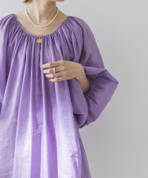 URBAN RESEARCH（アーバンリサーチ）の「ラミーコットンペザントブラウス（Tシャツ/カットソー・レディース・グリーン/オフホワイト/パープル・FREE）」の22枚目の写真