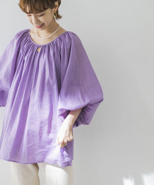 URBAN RESEARCH（アーバンリサーチ）の「ラミーコットンペザントブラウス（Tシャツ/カットソー・レディース・グリーン/オフホワイト/パープル・FREE）」の14枚目の写真