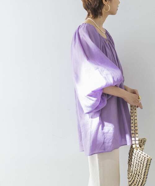 URBAN RESEARCH（アーバンリサーチ）の「ラミーコットンペザントブラウス（Tシャツ/カットソー・レディース・グリーン/オフホワイト/パープル・FREE）」の18枚目の写真