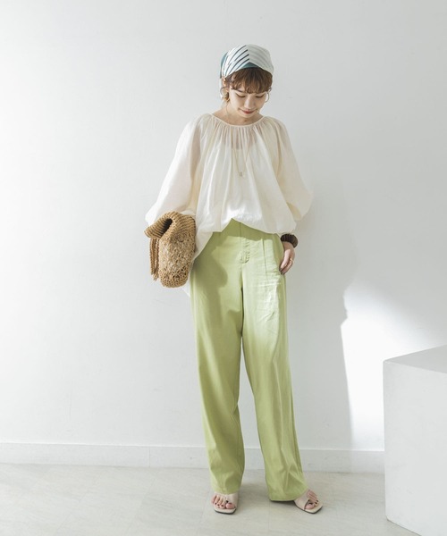 URBAN RESEARCH（アーバンリサーチ）の「ラミーコットンペザントブラウス（Tシャツ/カットソー・レディース・グリーン/オフホワイト/パープル・FREE）」の8枚目の写真