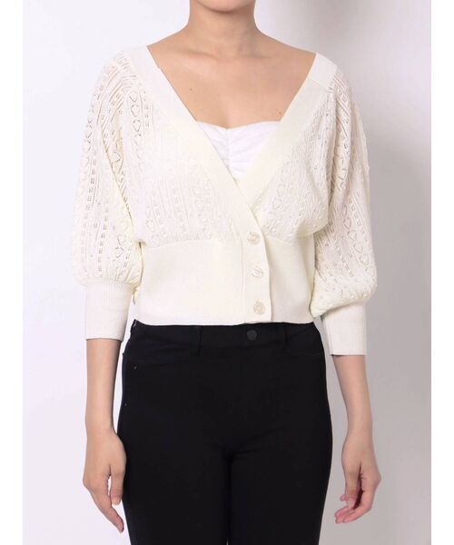 dazzlin（ダズリン）の「ポップコーンクロシェ2WAYトップス（カーディガン/ボレロ・レディース・オフホワイト/ベージュ・FREE）」の3枚目の写真