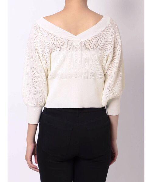 dazzlin（ダズリン）の「ポップコーンクロシェ2WAYトップス（カーディガン/ボレロ・レディース・オフホワイト/ベージュ・FREE）」の6枚目の写真