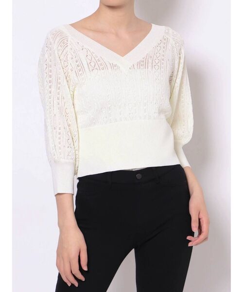dazzlin（ダズリン）の「ポップコーンクロシェ2WAYトップス（カーディガン/ボレロ・レディース・オフホワイト/ベージュ・FREE）」の10枚目の写真
