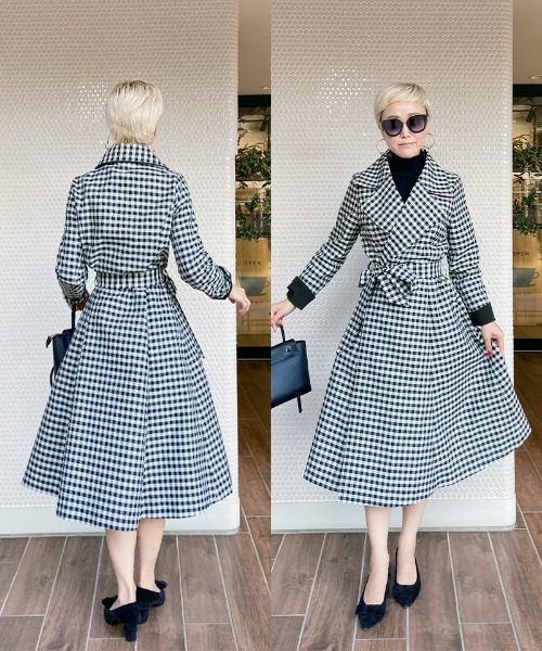 タグ付き未使用　ジェンヌ　ライナーつき　フレアトレンチコート　ギンガムチェック柄 JENNE / ジェンヌ | ギンガムチェック フレアトレンチコート | L