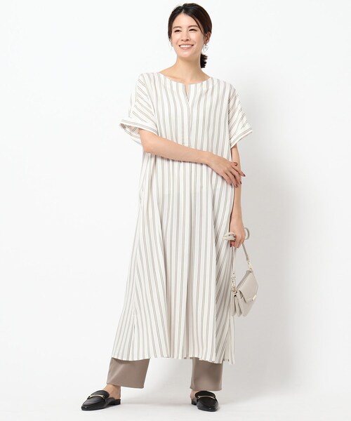セール Web限定 洗える カフタン風ストライプワンピース ワンピース Reflect リフレクト のファッション通販 Zozotown