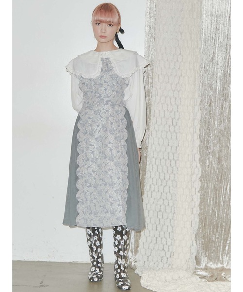 merry jenny（メリージェニー）の「スカラップコンビワンピース（ワンピース・レディース・ライトブルー/ブラック/アイボリー・FREE）」の3枚目の写真