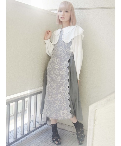 merry jenny（メリージェニー）の「スカラップコンビワンピース（ワンピース・レディース・ライトブルー/ブラック/アイボリー・FREE）」の15枚目の写真