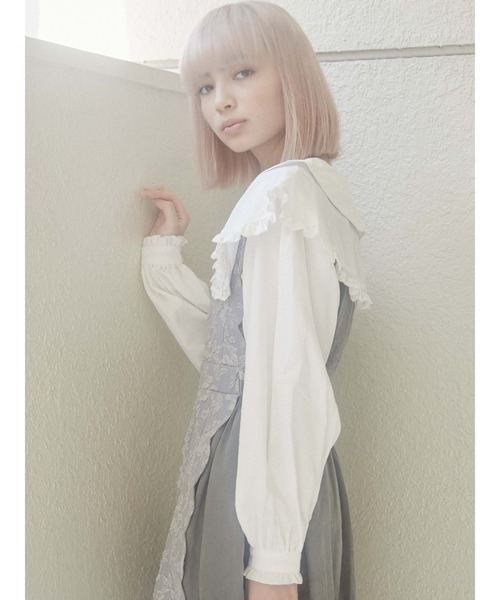 merry jenny（メリージェニー）の「スカラップコンビワンピース（ワンピース・レディース・ライトブルー/ブラック/アイボリー・FREE）」の19枚目の写真