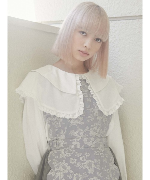 merry jenny（メリージェニー）の「スカラップコンビワンピース（ワンピース・レディース・ライトブルー/ブラック/アイボリー・FREE）」の5枚目の写真