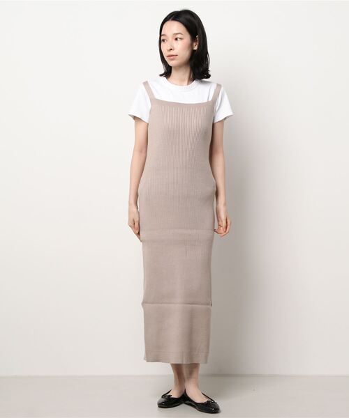 KOBE LETTUCE（コウベレタス）の「スクエアネックリブニットワンピース（ワンピース・レディース・ブラック/ベージュ/ブラウン・FREE）」の5枚目の写真