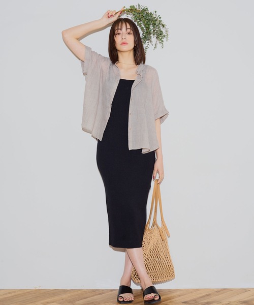 KOBE LETTUCE（コウベレタス）の「スクエアネックリブニットワンピース（ワンピース・レディース・ブラック/ベージュ/ブラウン・FREE）」の14枚目の写真