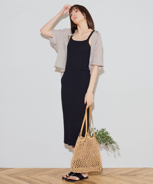 KOBE LETTUCE（コウベレタス）の「スクエアネックリブニットワンピース（ワンピース・レディース・ブラック/ベージュ/ブラウン・FREE）」の13枚目の写真